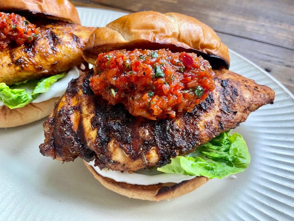 Spicy Cajun Grilled Chicken Burgers