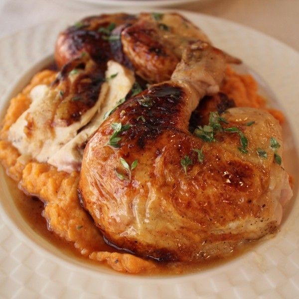 Spicy Honey Glazed Chicken with Sweet Potato Mash