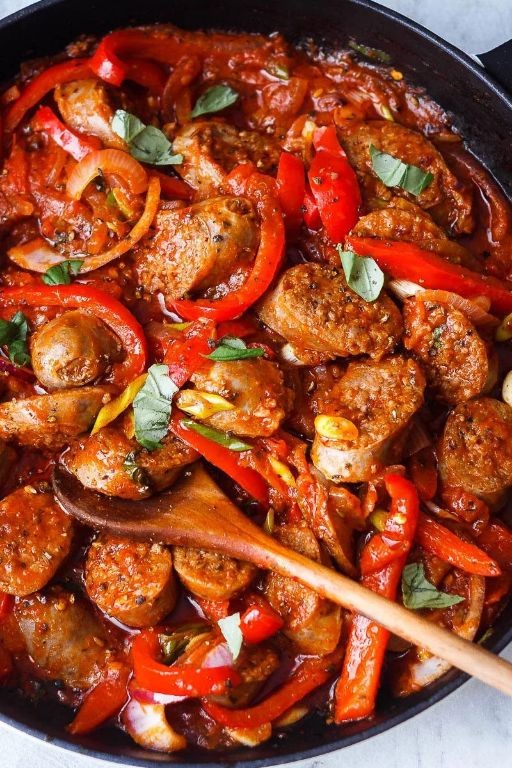 Spicy Italian Sausage and Peppers Skillet