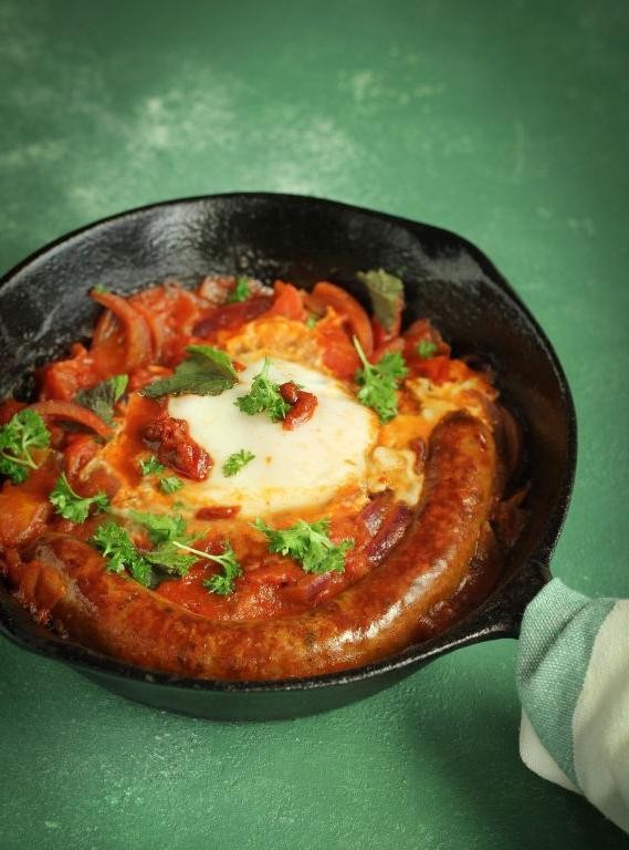 Spicy Merguez Sausage Shakshouka