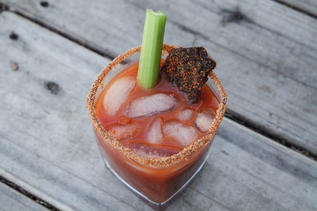 Spicy Michelada with Beef Jerky Garnish