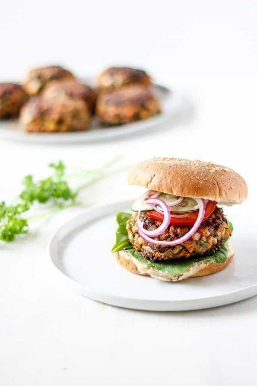 Spicy Moroccan Chickpea Burgers with Tahini Drizzle