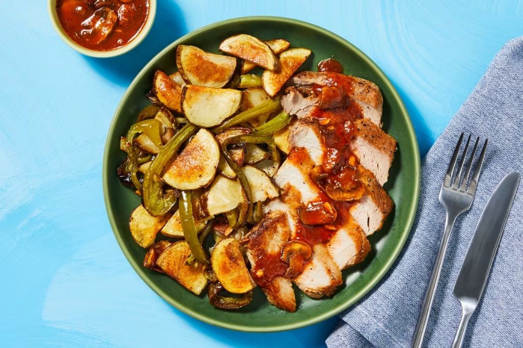 Spicy Mushroom Pork Chops with Chili Sauce