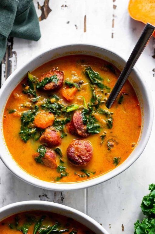 Spicy Sausage and Sweet Potato Soup