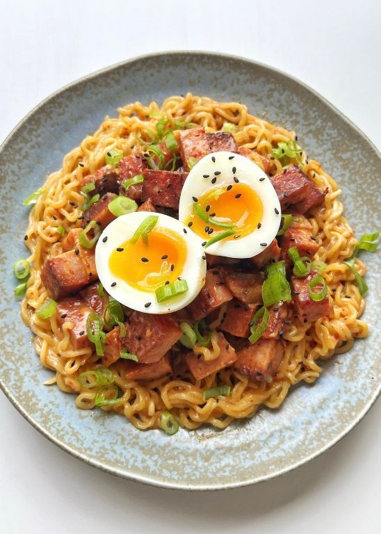 Spicy Spam Ramen with Soft-Boiled Egg