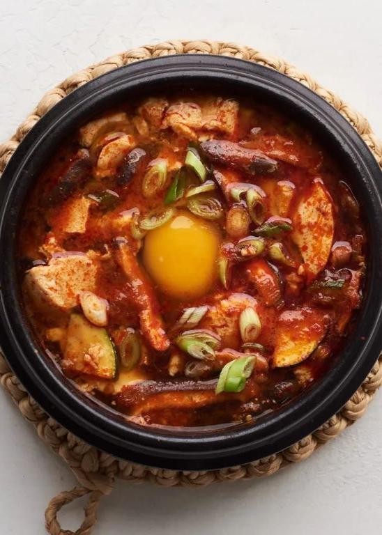 Spicy Sundubu-Jjigae with Ground Beef