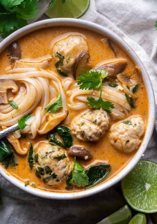 Spicy Thai Meatball Soup
