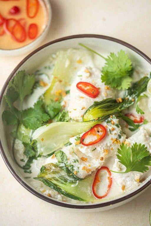 Spicy Thai Poached Cod with Lime