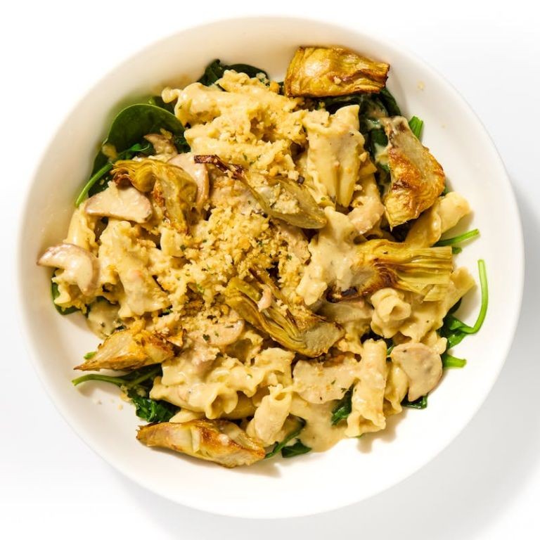 Spinach and Artichoke Campanelle Pasta