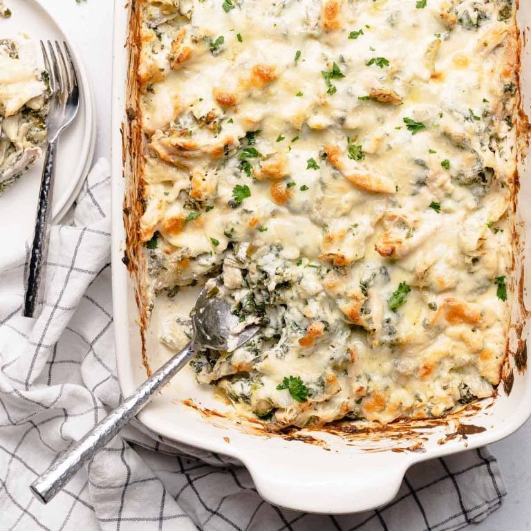 Spinach and Artichoke Chicken Dressing Casserole