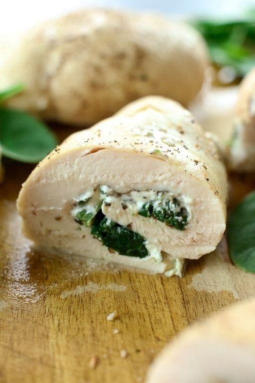 Spinach and Farmers Cheese Stuffed Chicken