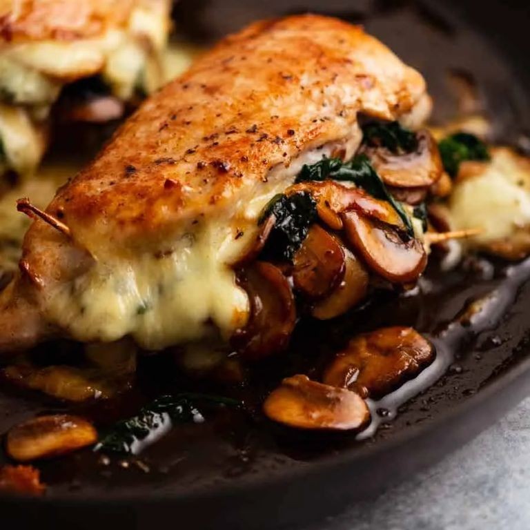 Spinach and Mushroom Stuffed Chicken Breast