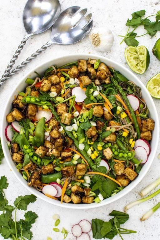 Spring vegetable tofu salad