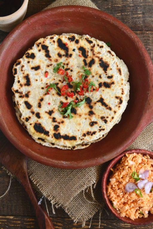 Sri Lankan Coconut Roti with Sambal
