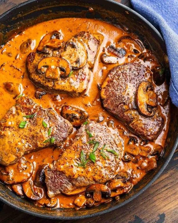 Steak Diane with Caramelized Onions