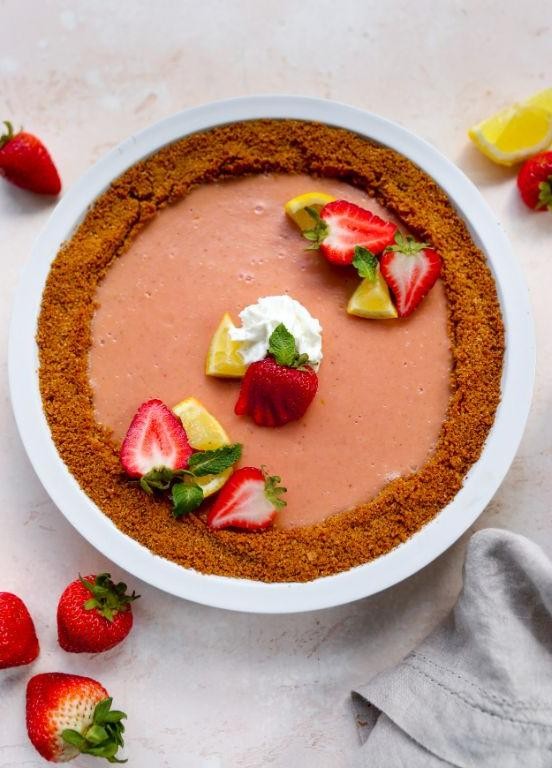 Strawberry Lemon Pudding with Graham Cracker Crust