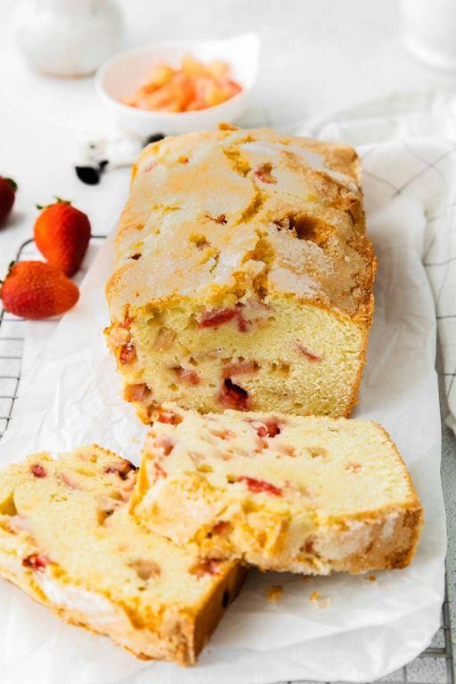 Strawberry Rhubarb Pound Cake