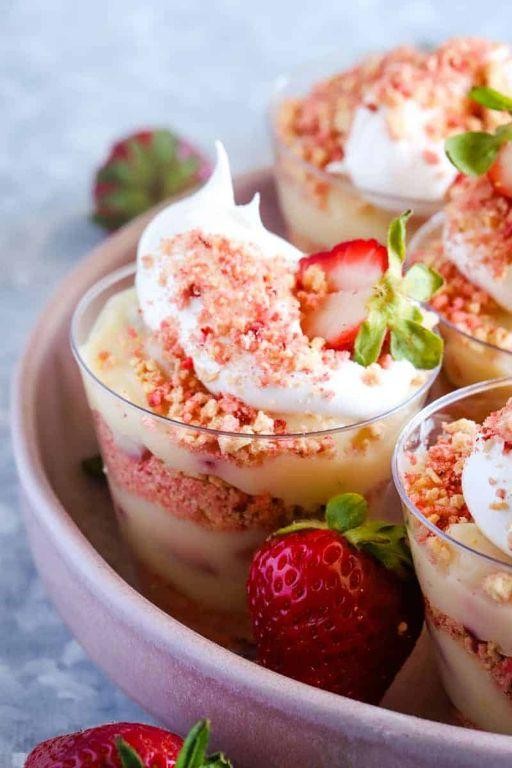 Strawberry Shortcake Pudding Cups