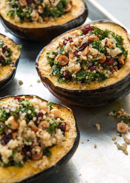 Stuffed Acorn Squash with Quinoa and Kale