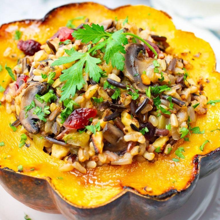 Stuffed Acorn Squash with Wild Rice