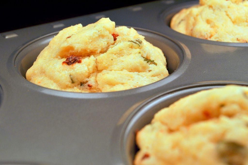 Sun-Dried Tomato and Basil Mini Cornbread Muffins