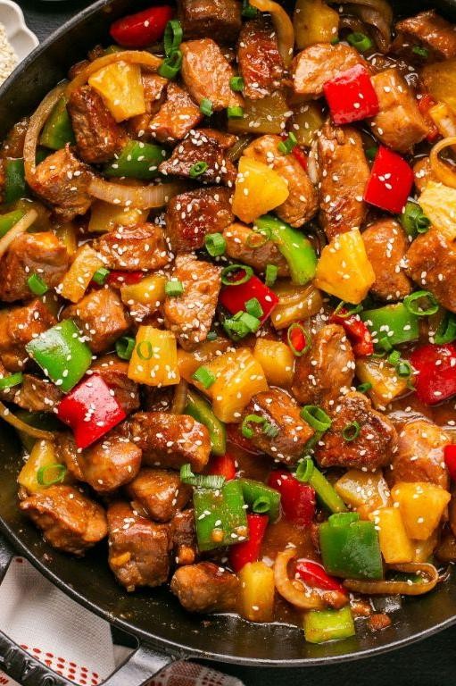 Sweet and Sour Pork Blackstone Stir Fry