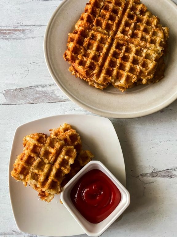 Tater Tot Waffles with Maple Syrup