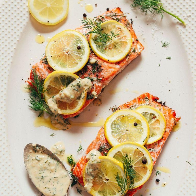 Toaster Oven Baked Salmon with Lemon and Dill