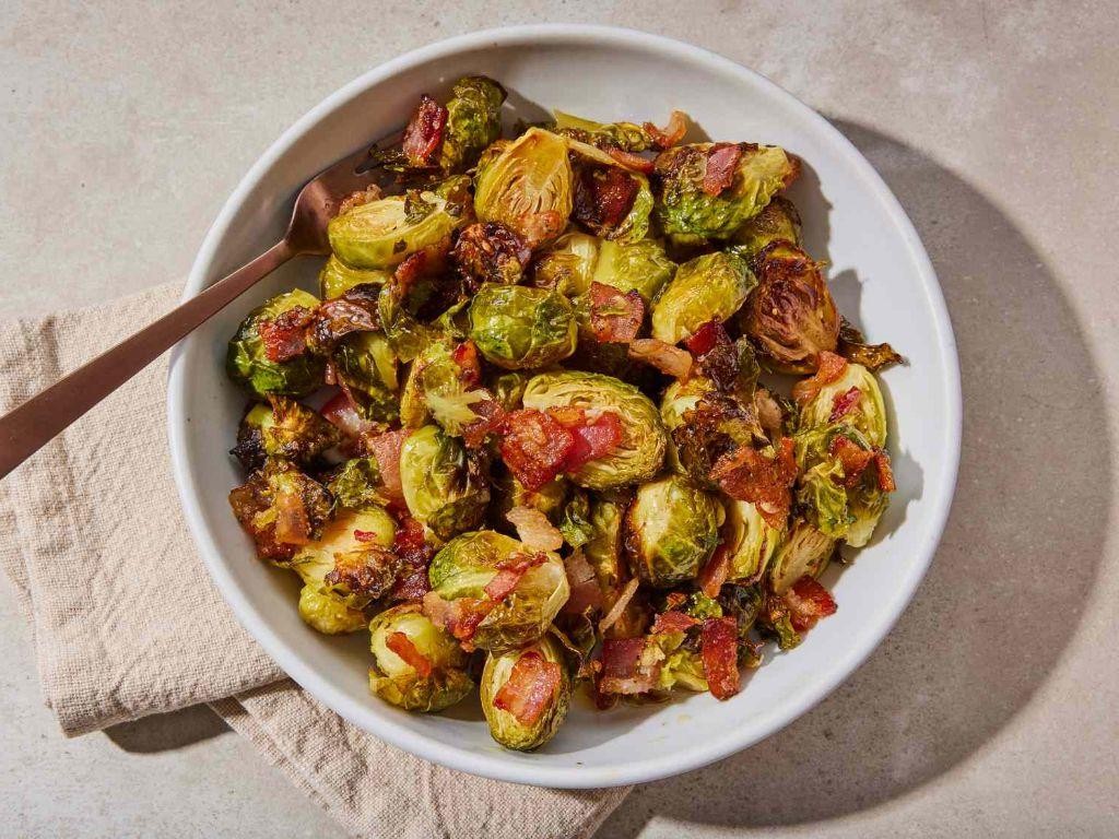 Toaster Oven Roasted Brussels Sprouts with Bacon