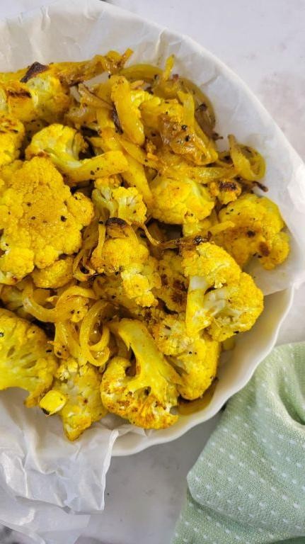 Toaster Oven Roasted Cauliflower with Turmeric