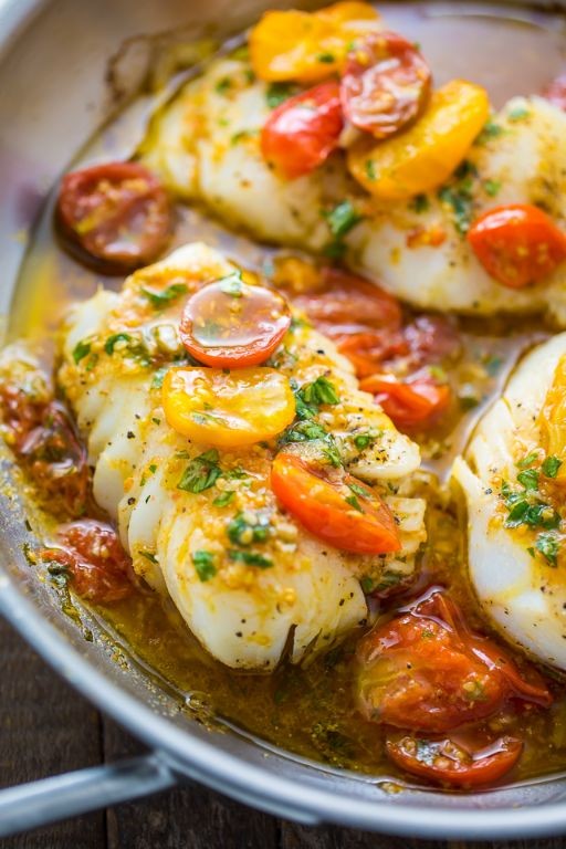 Tomato Basil Fish Skillet