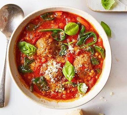 Tomato Basil Meatball Soup