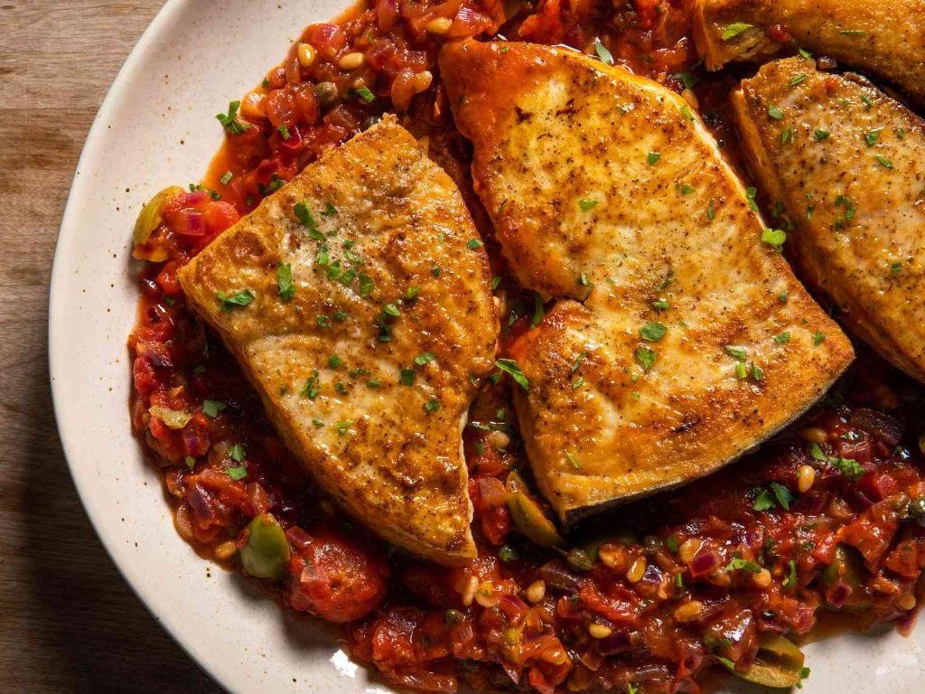 Tomato and Olive Braised Swordfish