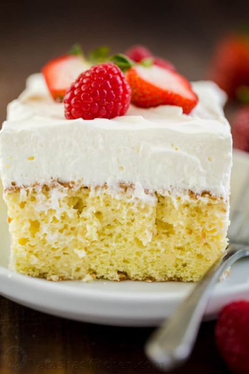 Tres Leches Cake with Whipped Cream Topping