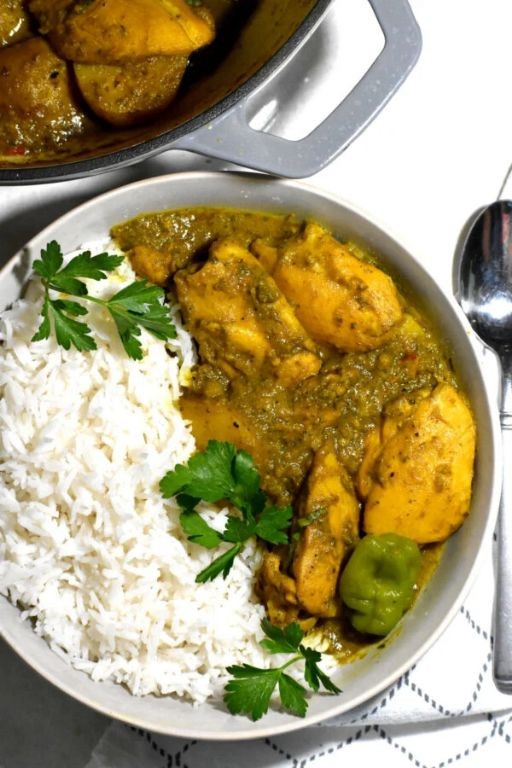 Trinidadian Curry Chicken Thighs with Green Seasoning