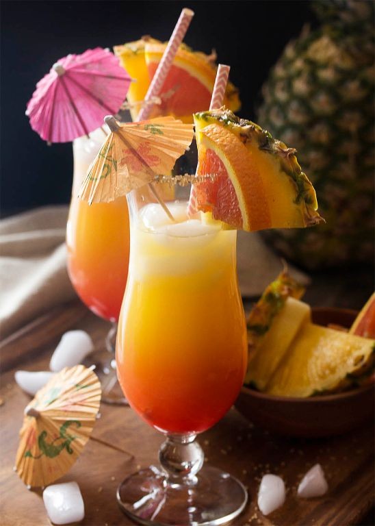 Tropical Rum Punch with Pineapple and Coconut