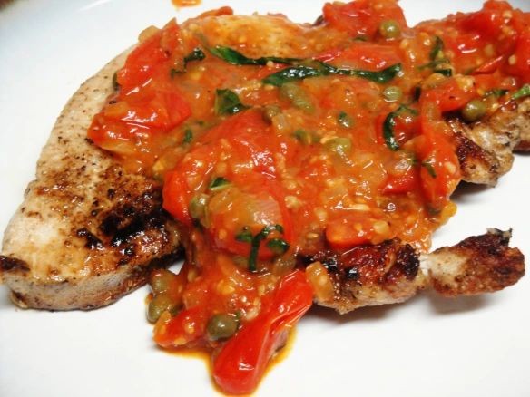 Turkey Cutlets with Tomato Basil Relish
