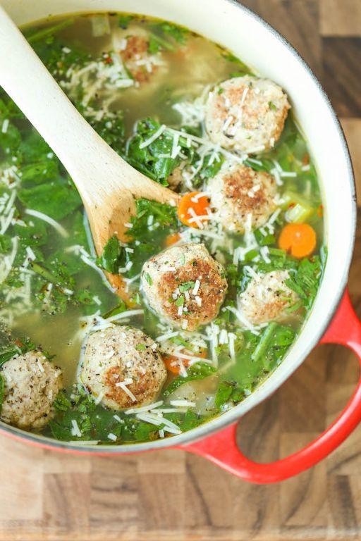 Turkey Meatball and Spinach Soup