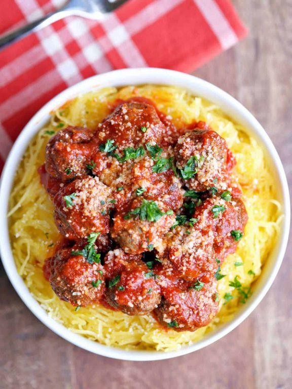 Turkey Meatballs with Marinara over Spaghetti Squash