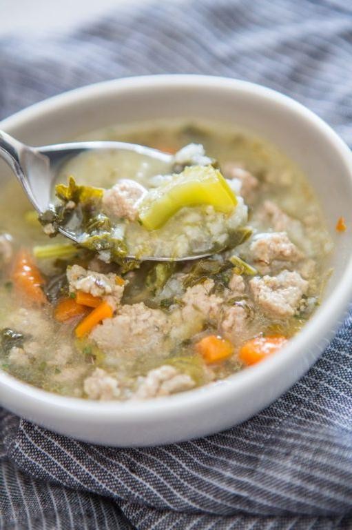 Turkey and Kale Soup with Homemade Bone Broth