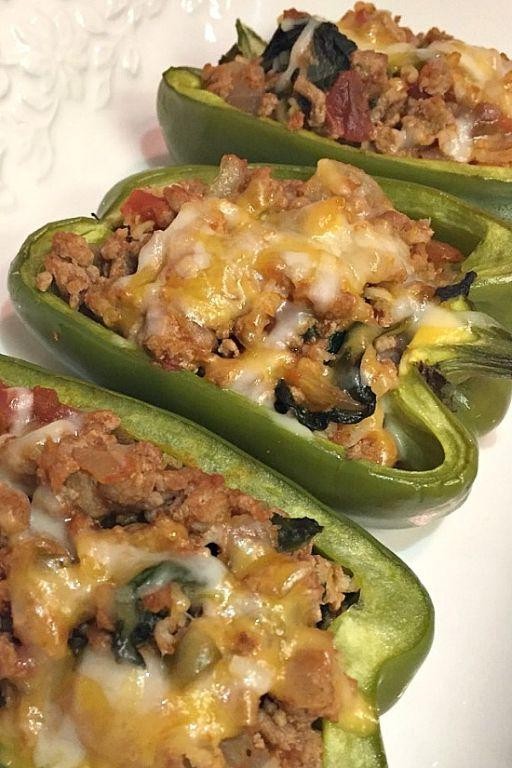 Turkey and Spinach Stuffed Bell Peppers