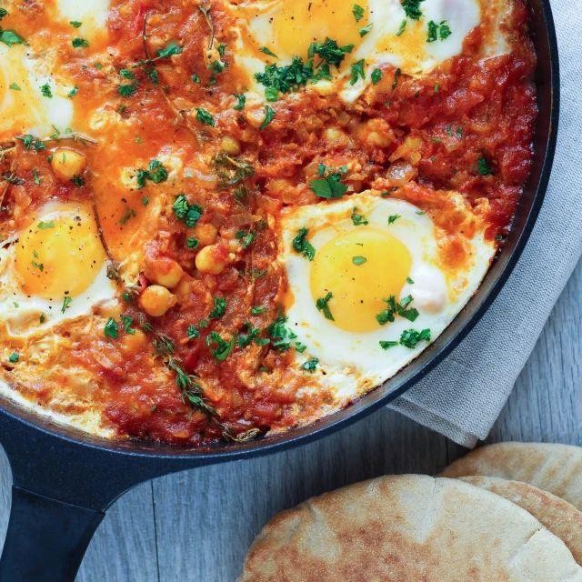 Turmeric-Spiced Shakshouka with Chickpeas