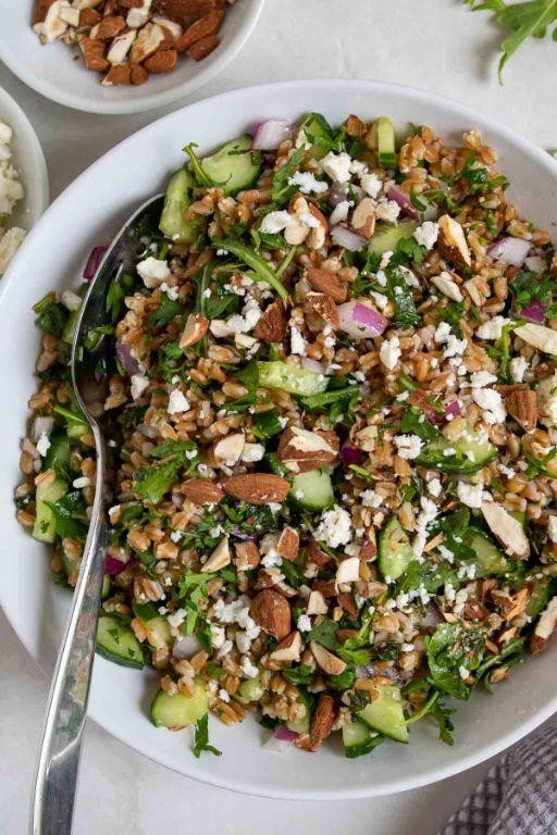 Tuscan Farro Salad with Feta and Olives