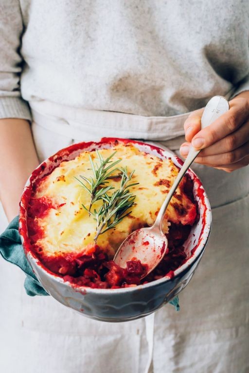 Vegan Beet and Lentil Shepherd’s Pie