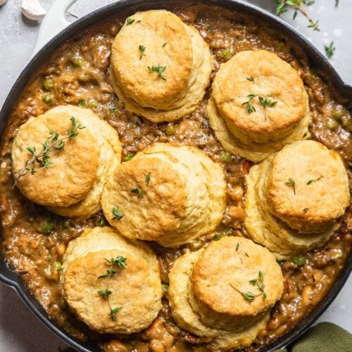 Vegan Chicken Pot Pie with Dairy-Free Biscuits