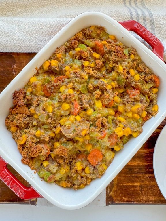 Vegan Cornbread Dressing with Celery and Carrots