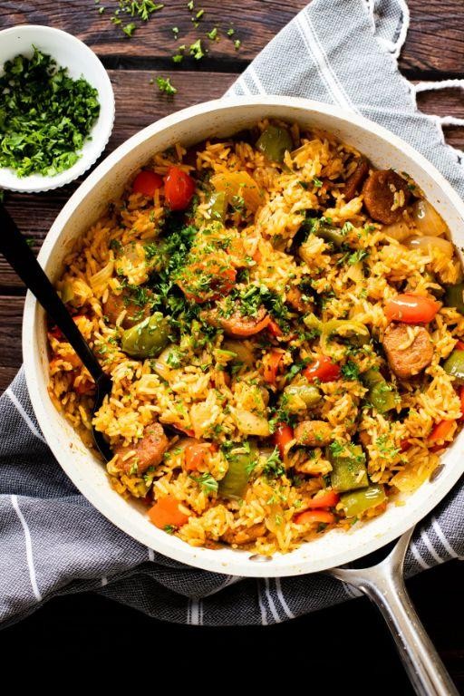 Vegan Sausage and Peppers Skillet