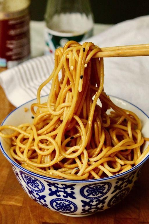 Vegetable Hibachi Noodles with Soy Ginger Sauce
