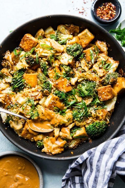 Vegetable Stir-Fry with Tofu and Peanut Sauce
