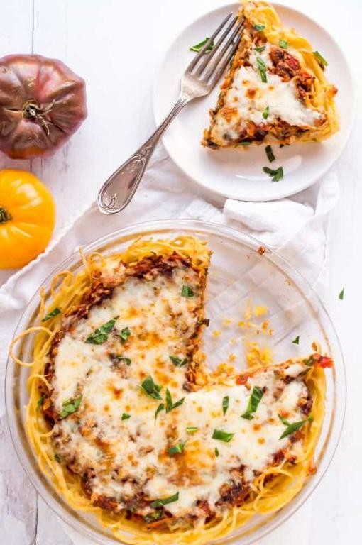 Vegetarian Spaghetti Pie with Zucchini